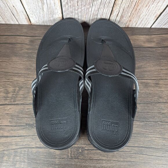 FitFlop Walkstar Toe Post Sandals Black Women's Sz 11 (Worn Once) - Picture 5 of 8